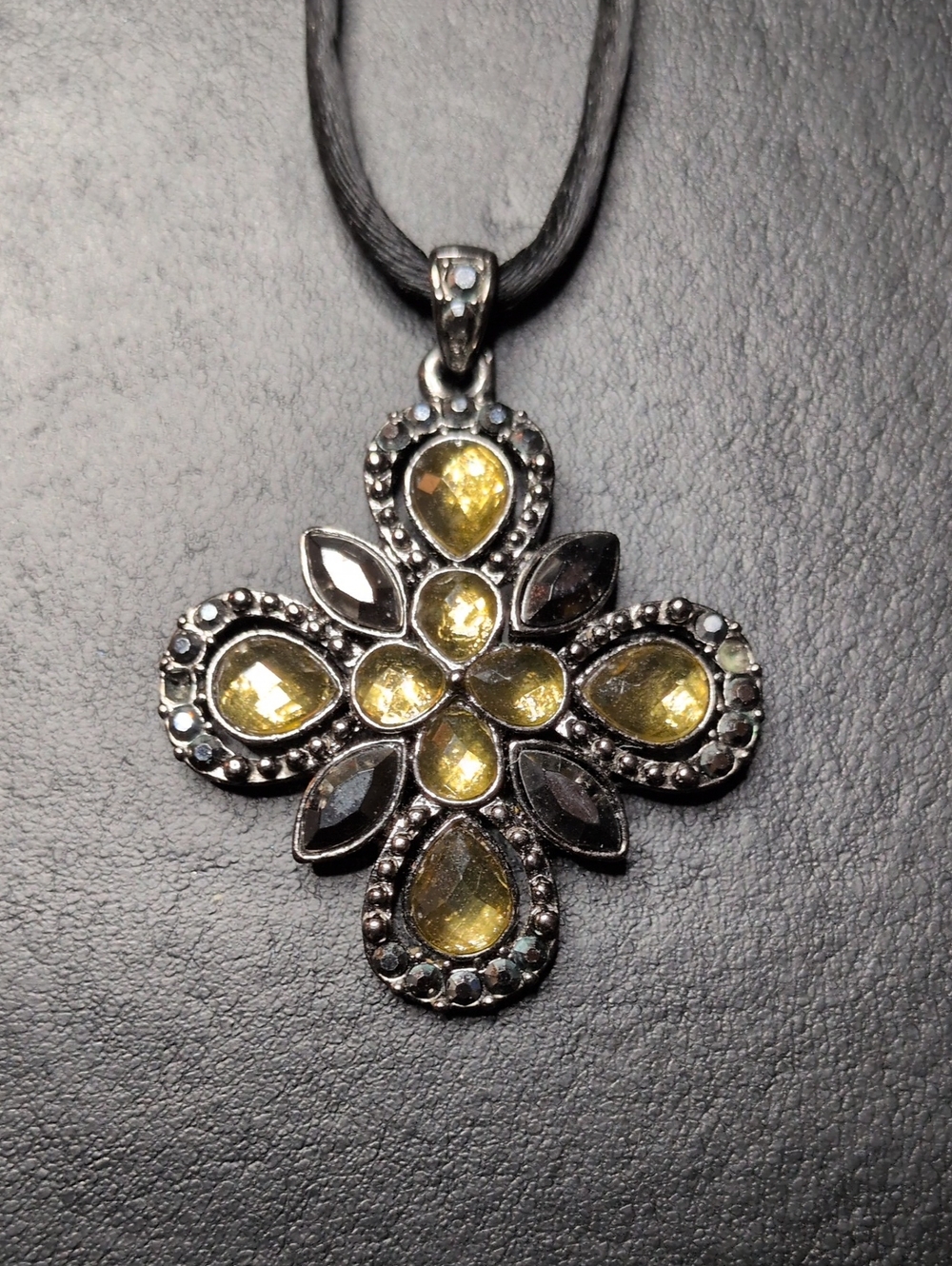 Premier Designs Yellow Gemstone Cross Pendant Necklace